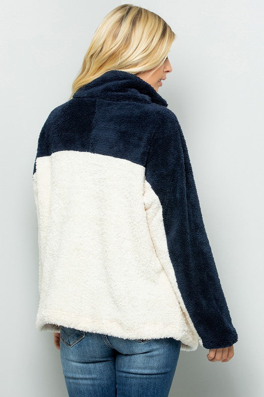 Pullover zipper front top fur sweater knit... - Farmhouse 208