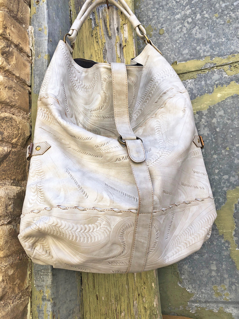 Leather Tooled Vintage Slouch Bag - Farmhouse 208