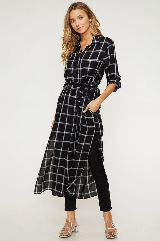 Grid Long Button Down Shirt | Farmhouse 208