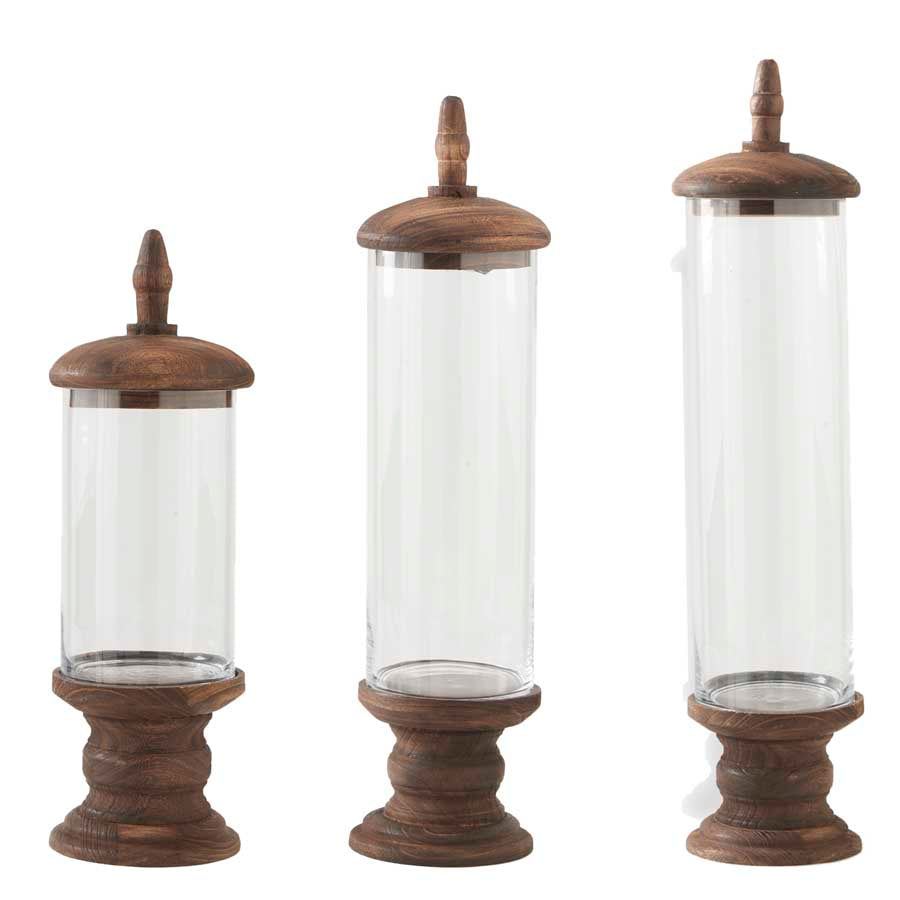 Glass Cylinder Container with Wood Lid - Farmhouse 208