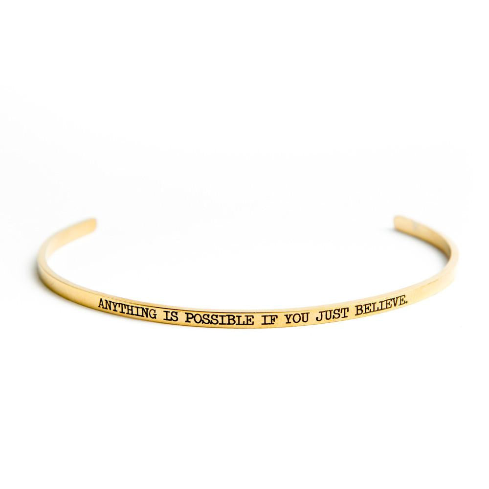 "Anything is Possible if You Just Believe" Bangle Gold