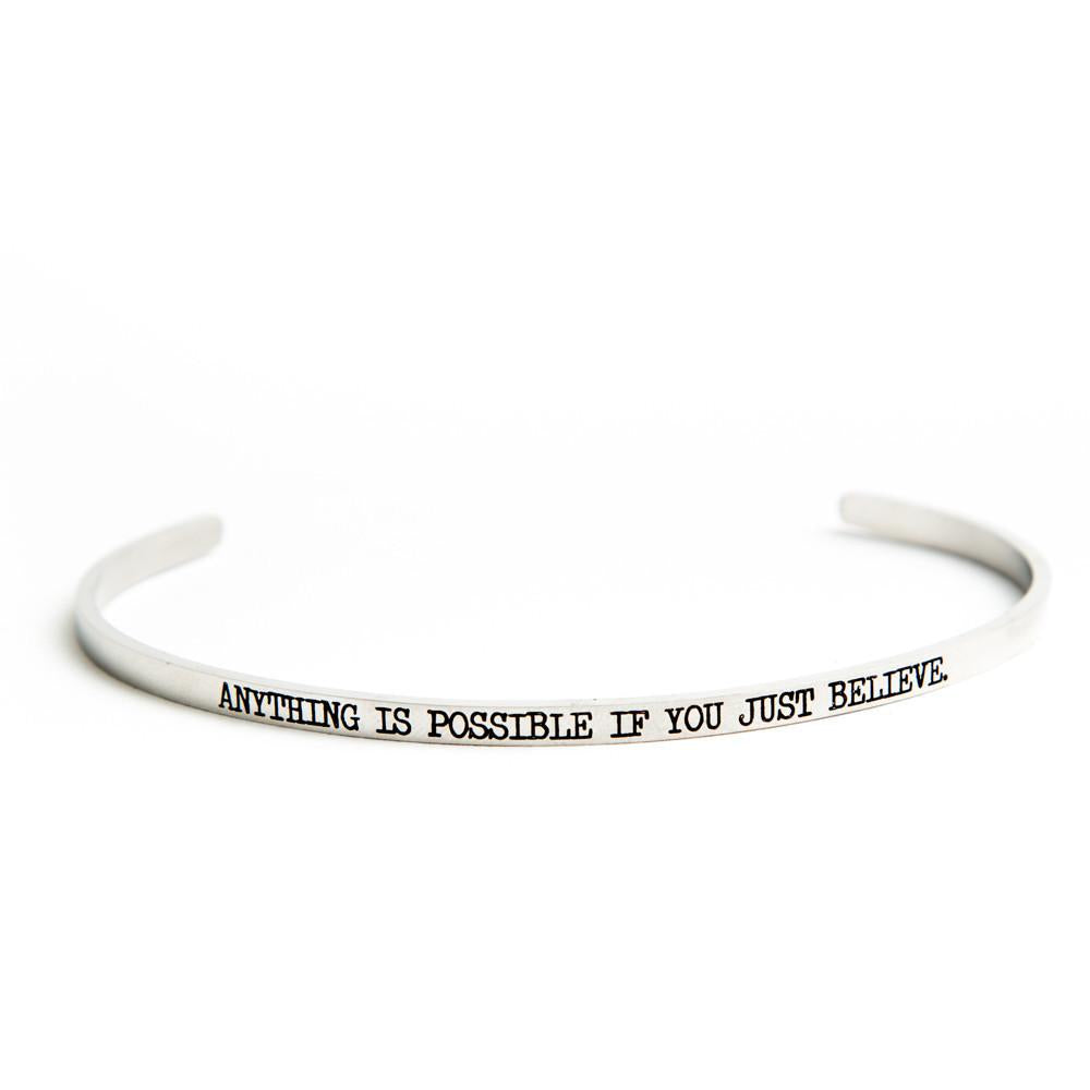 "Anything is Possible if You Just Believe" Bangle Silver