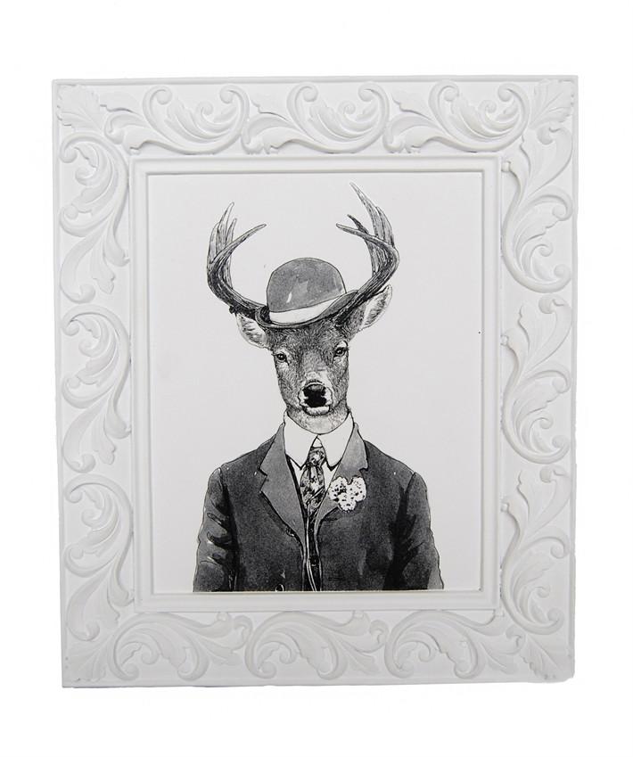 Black/White Gentleman Deer Framed Art