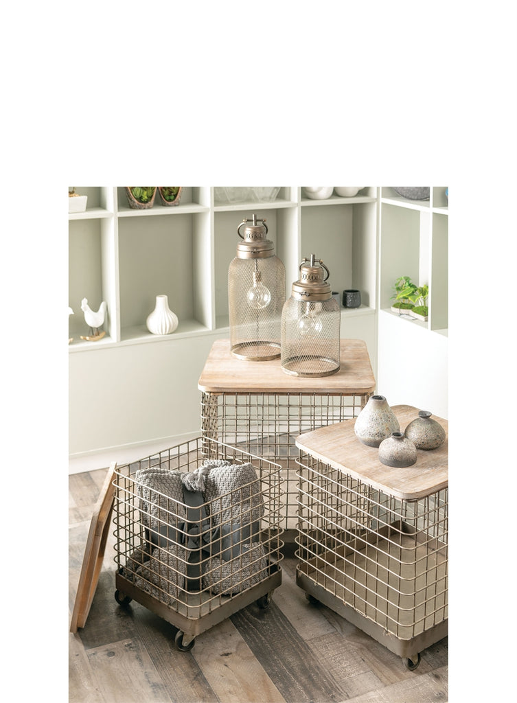 Caged Cube Tables with Wheels - Farmhouse 208